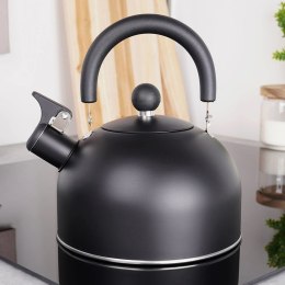Czajnik Indukcja Gaz z Gwizdkiem Stalowy Czarny Solidny Trwały VILDE 2 l
