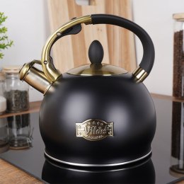 Czajnik na Gaz Indukcja z Gwizdkiem Stalowy Czarny Solidny Trwały VILDE 3l