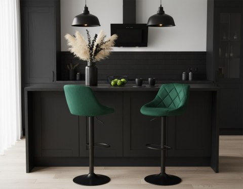 Hoker krzesło barowe CYDRO BLACK ciemnozielone Velvet