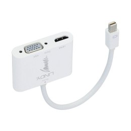 Lindy 41070 adapter kablowy Mini DisplayPort HDMI + VGA (D-Sub) Biały