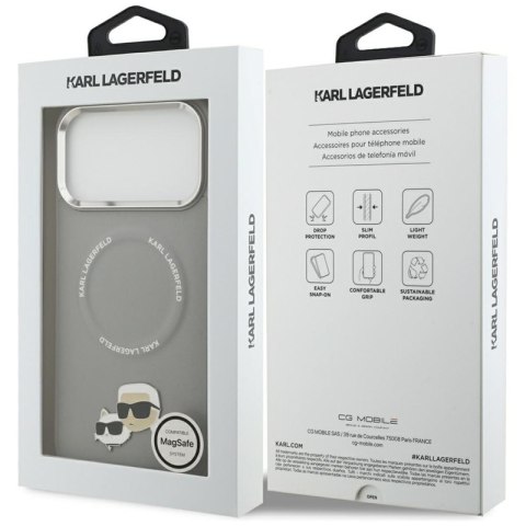 Karl Lagerfeld Karl & Choupette Pins MagSafe - Etui iPhone 17 Pro (szary)