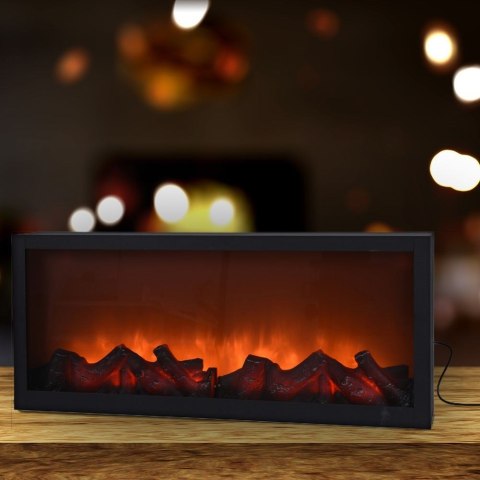 Kominek Elektryczny Ogień Ognisko LED Metalowy Czarny Solidny ORION 57x25cm