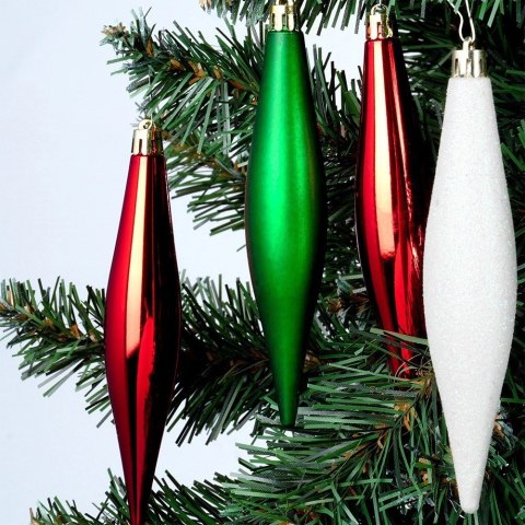 Bombki Choinkowe VILDE Sople Czerwone Zielone Białe 15 cm 4 szt.