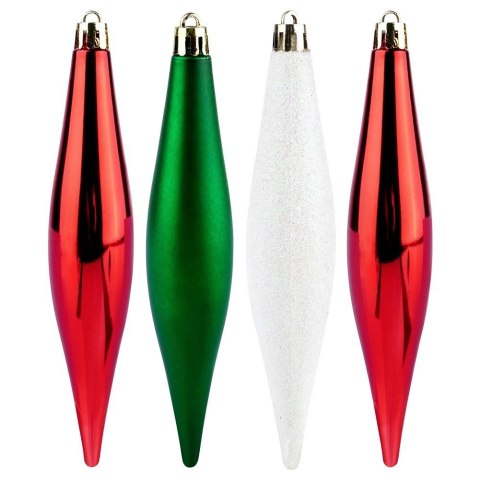 Bombki Choinkowe VILDE Sople Czerwone Zielone Białe 15 cm 4 szt.