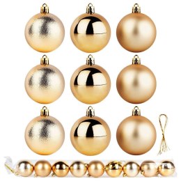 Bombki Choinkowe VILDE Złote 6 cm 9 szt. Błyszczące Matowe Strukturalne
