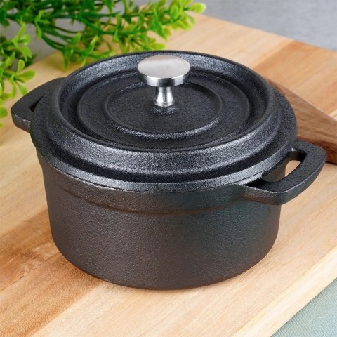 Garnek do Serwowania VILDE Żeliwny 10 cm 250 ml Pokrywka CAST LINE