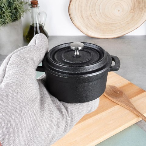 Garnek do Serwowania VILDE Żeliwny 10 cm 250 ml Pokrywka CAST LINE