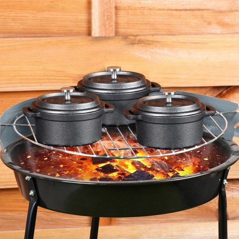 Garnek do Serwowania VILDE Żeliwny 10 cm 250 ml Pokrywka CAST LINE