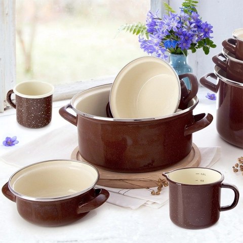 Garnek Emaliowany 4 L ORION BROWN Retro Średnica 24 cm Indukcja