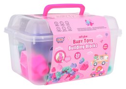 Zestaw Miękkich Klocków 32el. Różowe + Walizka