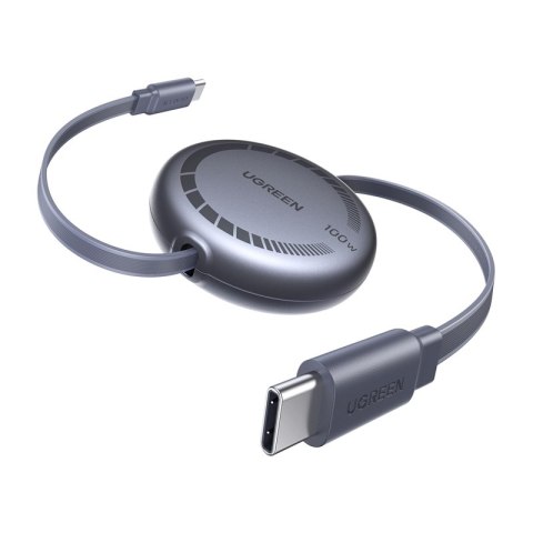Zwijany kabel USB-C do USB-C Ugreen L531, Power Delivery (PD) 100W, 1m (szary)