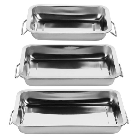 Brytfanny Blachy do Pieczenia Stalowe Prostokątne z Uchwytami VILDE 3 szt.
