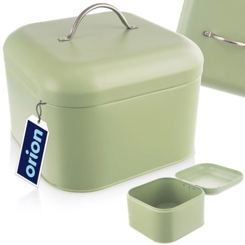 Chlebak Metalowy ORION GREENISH 20x20x17 cm Zielony Kompaktowy na Chleb