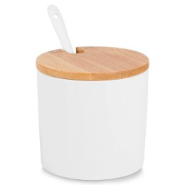Cukierniczka Ceramiczna VILDE 250 ml Biała z Pokrywką i Łyżeczką