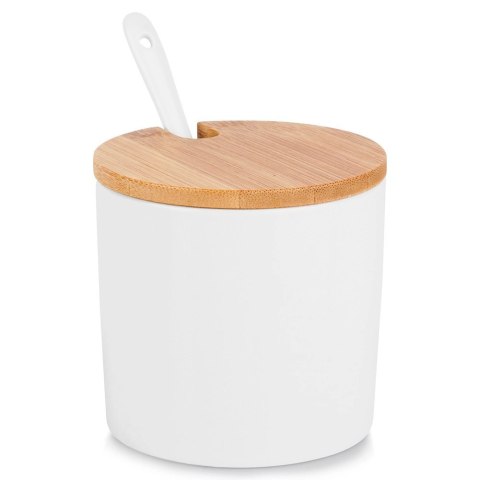 Cukierniczka Ceramiczna VILDE 250 ml Biała z Pokrywką i Łyżeczką