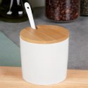 Cukierniczka Ceramiczna VILDE 250 ml Biała z Pokrywką i Łyżeczką