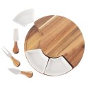 Deska do Serów ORION 7 el. z Nożami i Miseczkami Drewniana Zestaw 28 cm