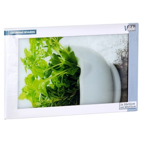 Deski Szklane VILDE 2 szt. 60 x 52 cm Osłona Kuchenki Hartowane z Ziołami