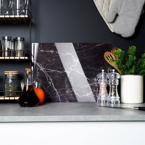 Deska do Krojenia Szklana VILDE 40x30 cm Hartowana Marmur Czarny Kuchenny