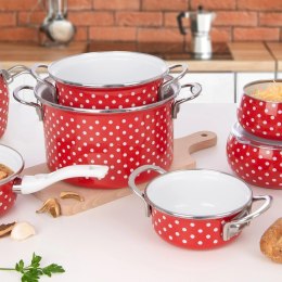 Garnek Emaliowany 4 L ORION TECKA Czerwony 22 cm Indukcja Zmywarka