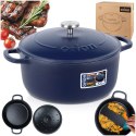 Garnek Żeliwny 5,2 L LITINA Emaliowany 26 cm Granatowy Indukcja
