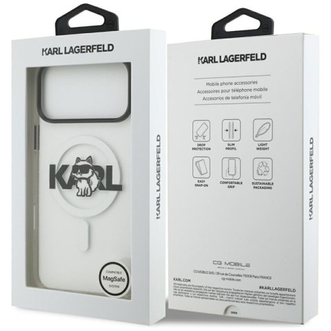 Karl Lagerfeld IML Choupette Sketch Logo MagSafe - Etui iPhone 17 Pro Max (przezroczysty)