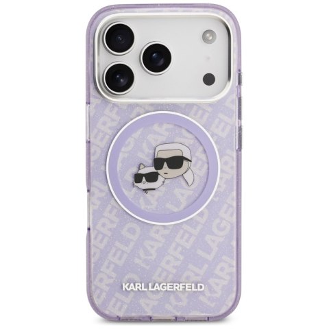 Karl Lagerfeld IML Glitter Karl & Choupette Heads Logo MagSafe - Etui iPhone 17 Pro Max (fioletowy)