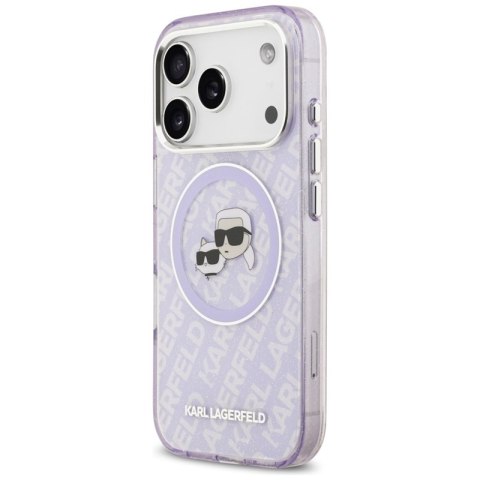 Karl Lagerfeld IML Glitter Karl & Choupette Heads Logo MagSafe - Etui iPhone 17 Pro (fioletowy)