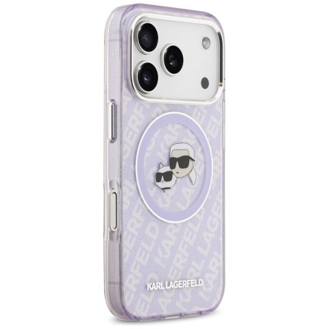 Karl Lagerfeld IML Glitter Karl & Choupette Heads Logo MagSafe - Etui iPhone 17 Pro (fioletowy)
