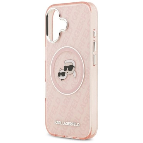 Karl Lagerfeld IML Glitter Karl & Choupette Heads Logo MagSafe - Etui iPhone 17 (różowy)