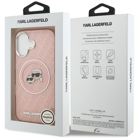 Karl Lagerfeld IML Glitter Karl & Choupette Heads Logo MagSafe - Etui iPhone 17 (różowy)