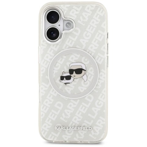 Karl Lagerfeld IML Glitter Karl & Choupette Heads Logo MagSafe - Etui iPhone 17 (szary)