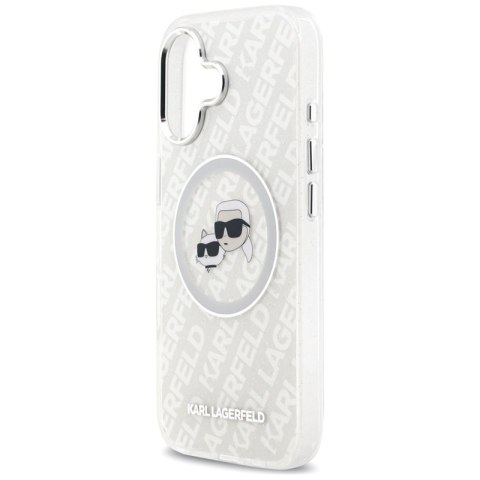 Karl Lagerfeld IML Glitter Karl & Choupette Heads Logo MagSafe - Etui iPhone 17 (szary)