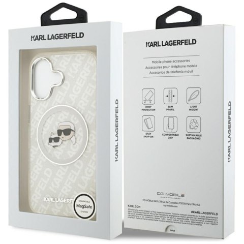 Karl Lagerfeld IML Glitter Karl & Choupette Heads Logo MagSafe - Etui iPhone 17 (szary)