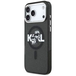 Karl Lagerfeld IML Glitter Karl & Choupette Sketch Logo MagSafe - Etui iPhone 17 Pro Max (czarny)