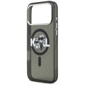 Karl Lagerfeld IML Glitter Karl & Choupette Sketch Logo MagSafe - Etui iPhone 17 Pro Max (czarny)