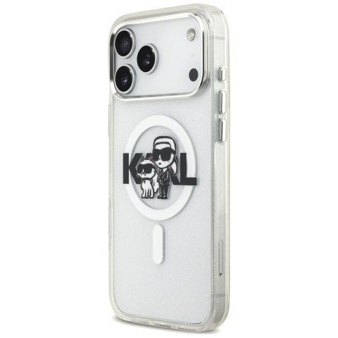 Karl Lagerfeld IML Glitter Karl & Choupette Sketch Logo MagSafe - Etui iPhone 17 Pro Max (przezroczysty)