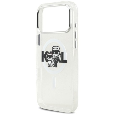 Karl Lagerfeld IML Glitter Karl & Choupette Sketch Logo MagSafe - Etui iPhone 17 Pro Max (przezroczysty)