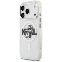 Karl Lagerfeld IML Glitter Karl & Choupette Sketch Logo MagSafe - Etui iPhone 17 Pro (przezroczysty)