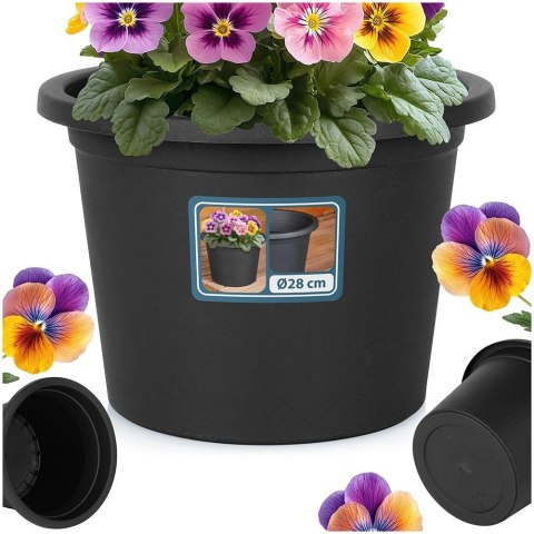 Doniczka Ogrodowa Okrągła VILDE 27,5 cm Czarna Odporna na Pogodę