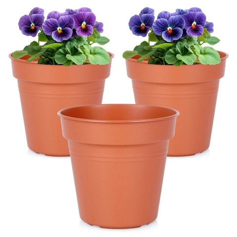 Zestaw Doniczek Okrągłych PROGARDEN 13 cm 3 szt. Ceglane Dekoracyjne