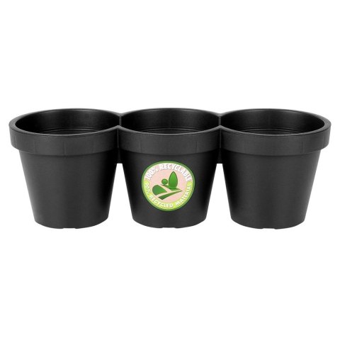 Doniczka Ogrodowa Potrójna VILDE 39,5 cm Czarna na Zioła i Kwiaty
