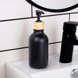 Dozownik do Mydła VILDE 300 ml Czarny Mat z Bambusem i Blokadą Pompki