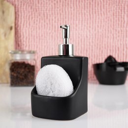 Dozownik do Naczyń Ceramiczny VILDE 400 ml z Gąbką i Kieszenią, Czarny Mat