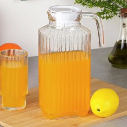 Dzbanek Szklany do Lodówki VILDE 1,8 L Wąski Ryflowany z Pokrywką
