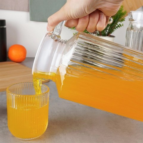Dzbanek Szklany do Lodówki VILDE 1,8 L Wąski Ryflowany z Pokrywką