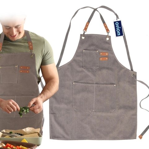 Fartuch Kuchenny Wiązany Brązowy Męski do Gotowania Kuchni ORION 68 x 74 cm