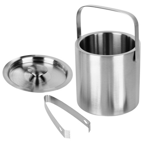 Wiaderko do Lodu Termiczne ze Szczypcami Stalowe Trwałe Solidne VILDE 1,3 L