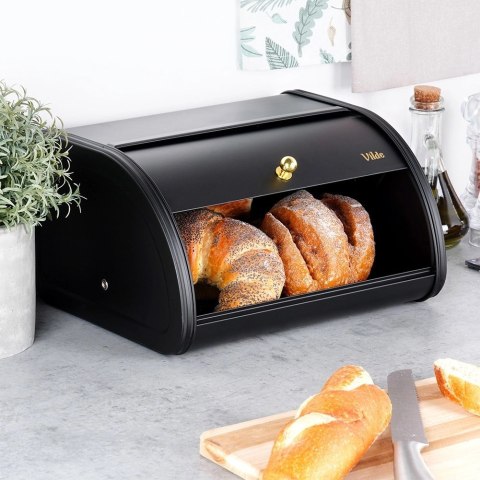Chlebak Pojemnik na Chleb Metalowy Czarny Solidny VILDE 30 x 26,5 x 17,5 cm