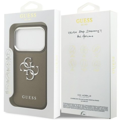 Guess Grained Big 4G Classic Logo - Etui iPhone 17 Pro (brązowy)